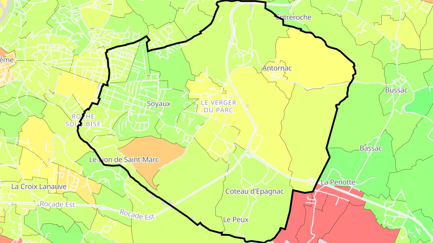 Carte des prix de l'immobilier Soyaux