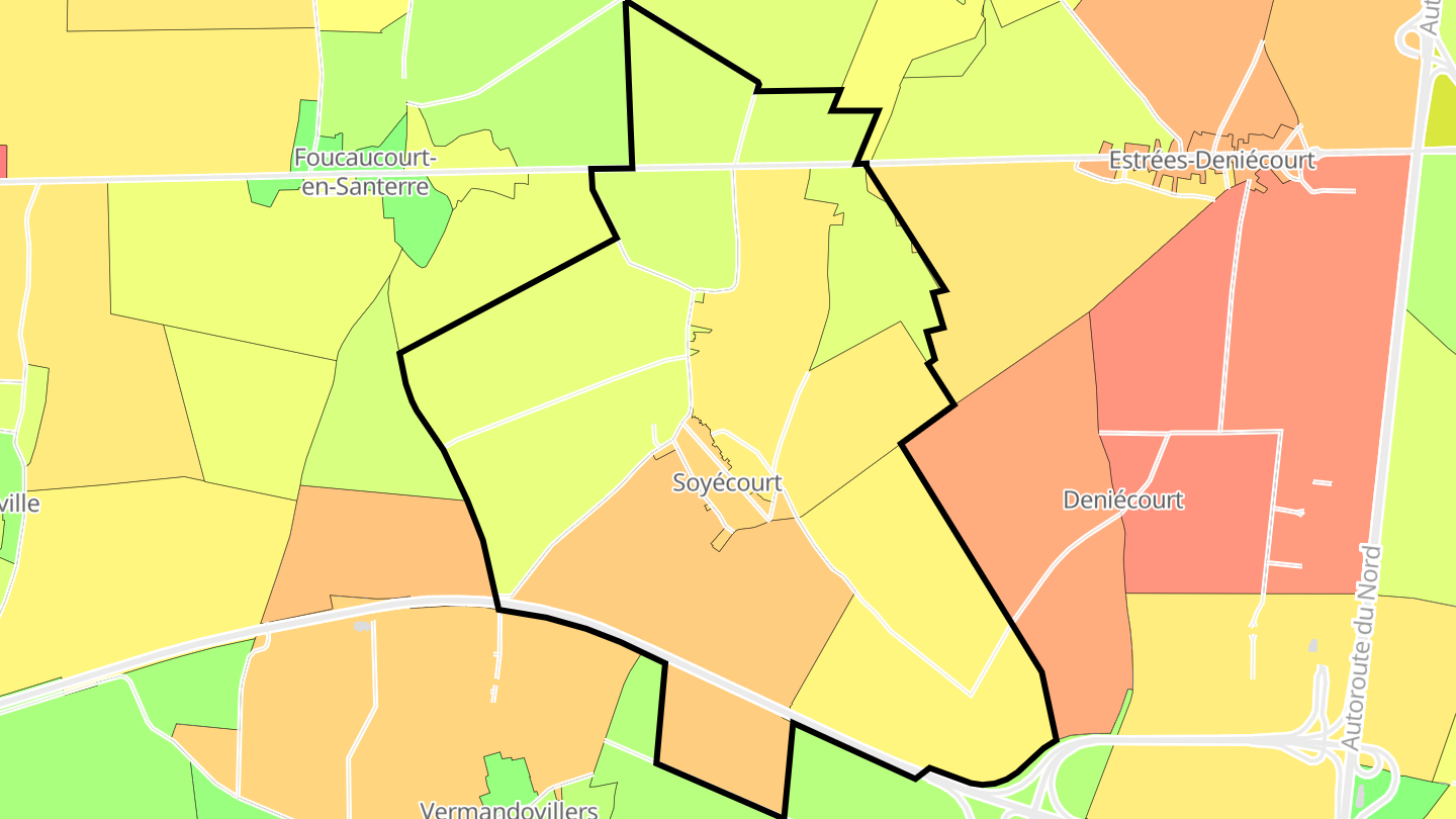 Carte des prix de l'immobilier Soyécourt