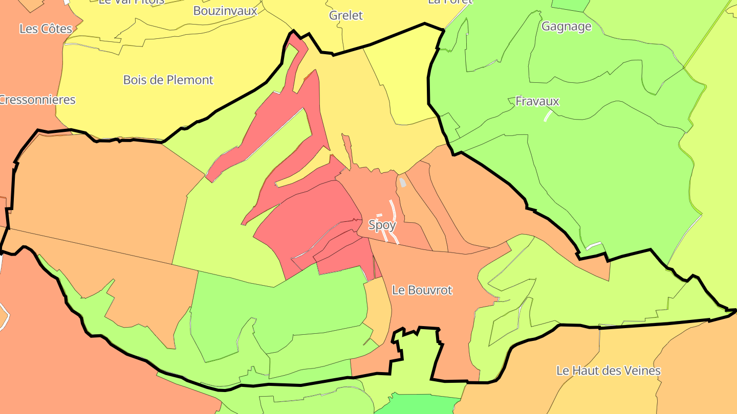 Carte des prix de l'immobilier Spoy