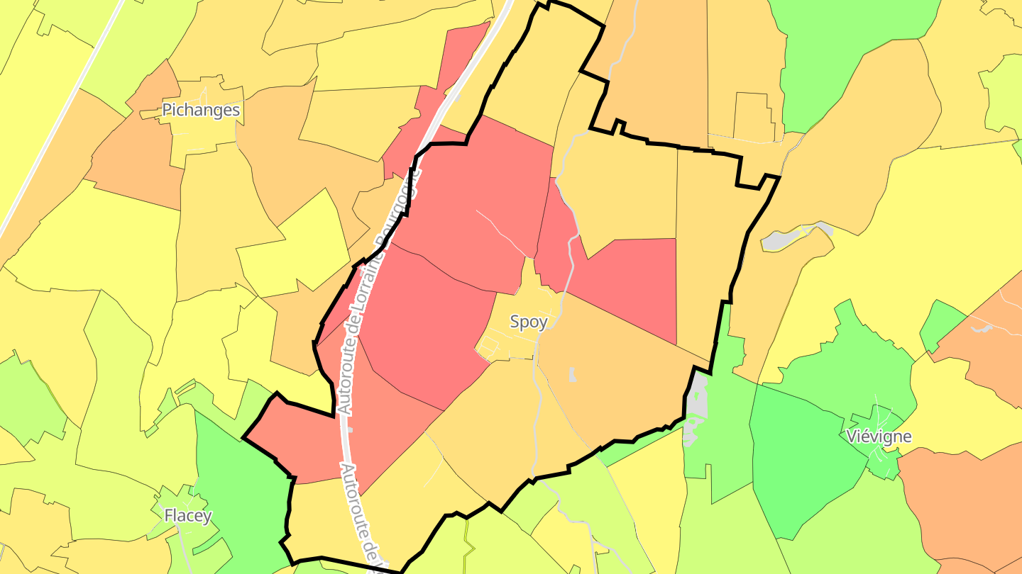 Carte des prix de l'immobilier Spoy