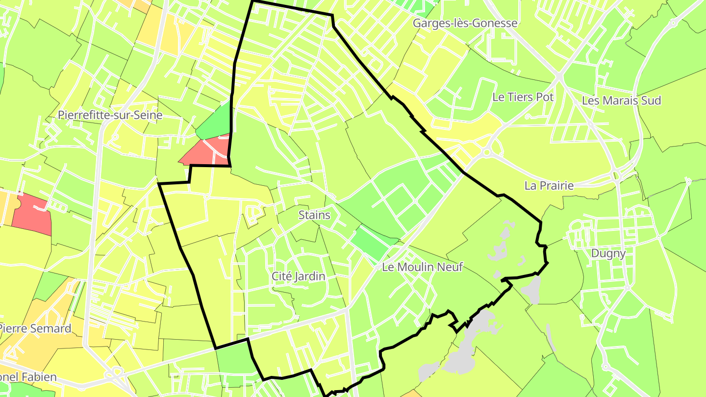 Carte des prix de l'immobilier Stains