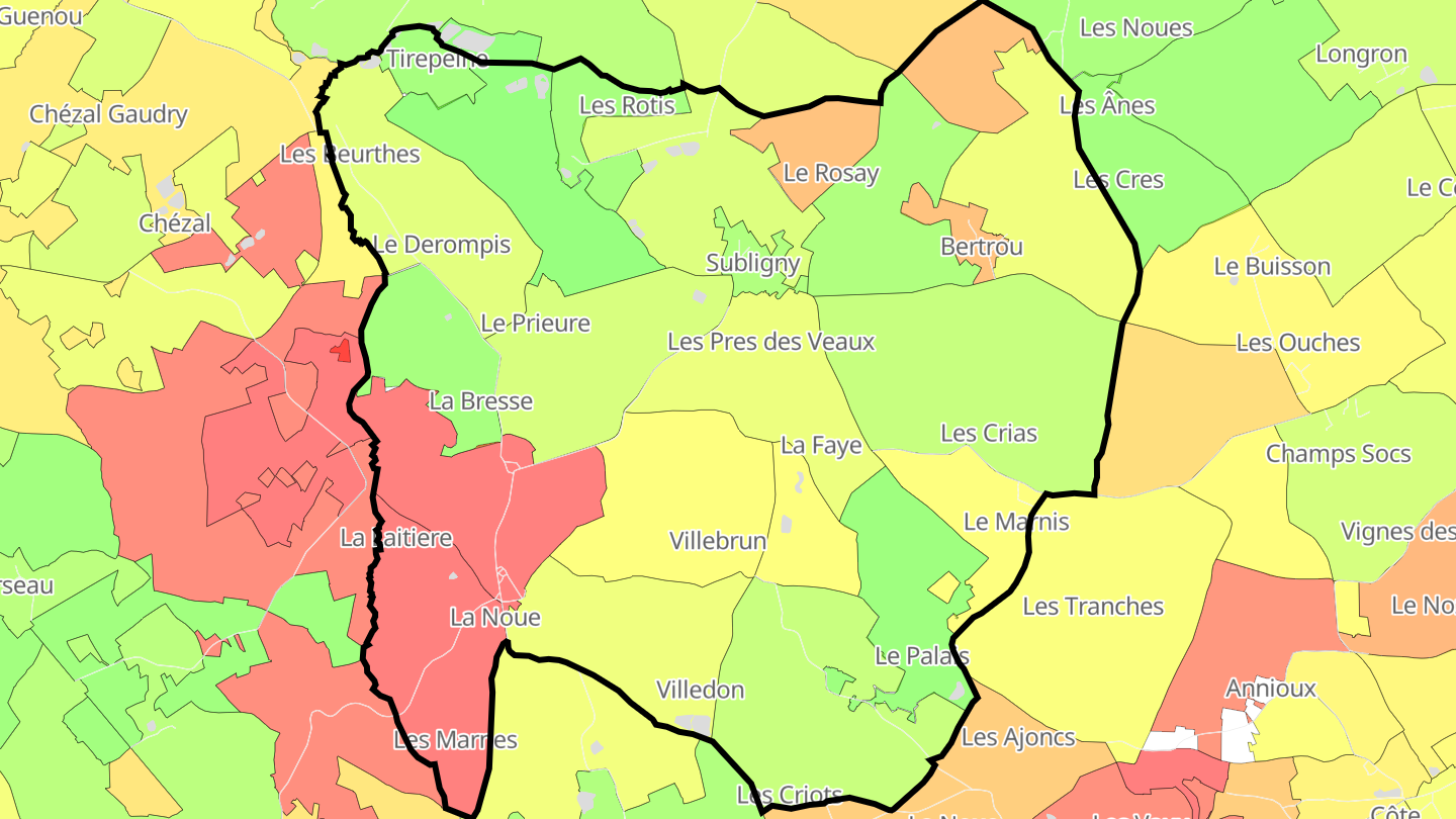 Carte des prix de l'immobilier Subligny