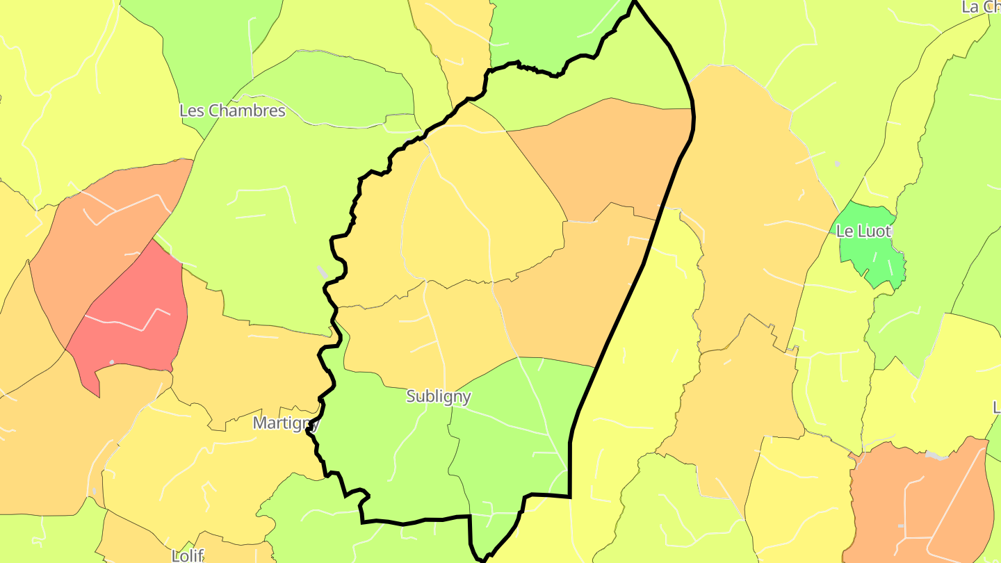 Carte des prix de l'immobilier Subligny