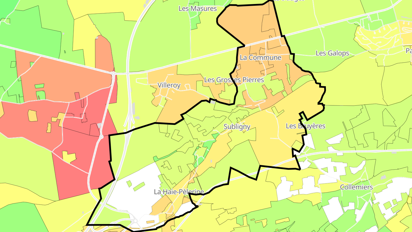 Carte des prix de l'immobilier Subligny