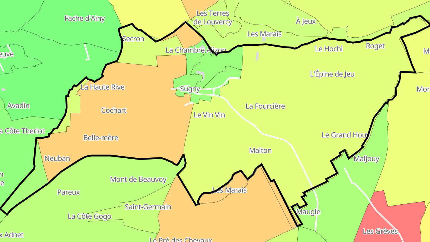 Carte des prix de l'immobilier Sugny