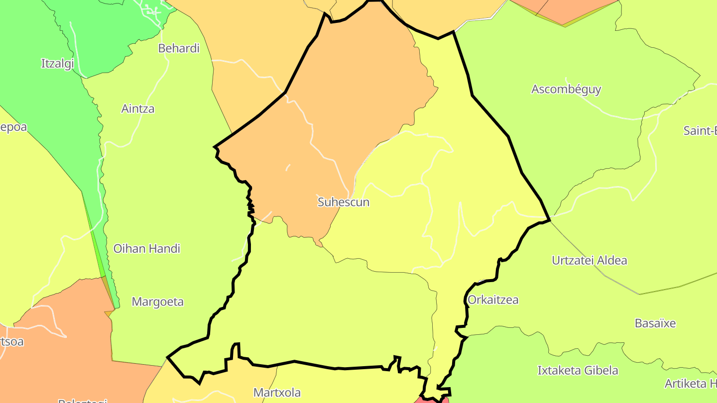Carte des prix de l'immobilier Suhescun
