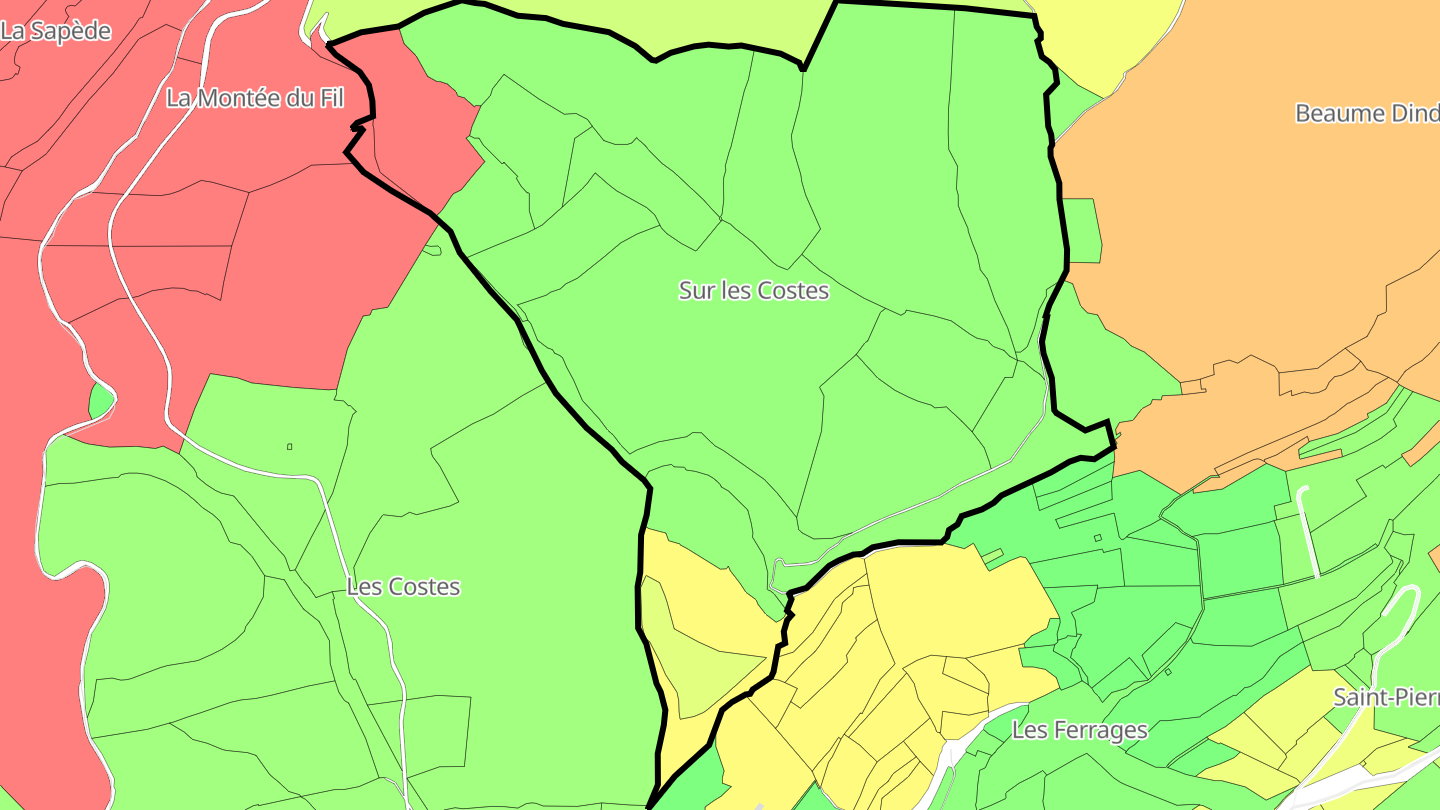 Carte des prix de l'immobilier Sur les Costes