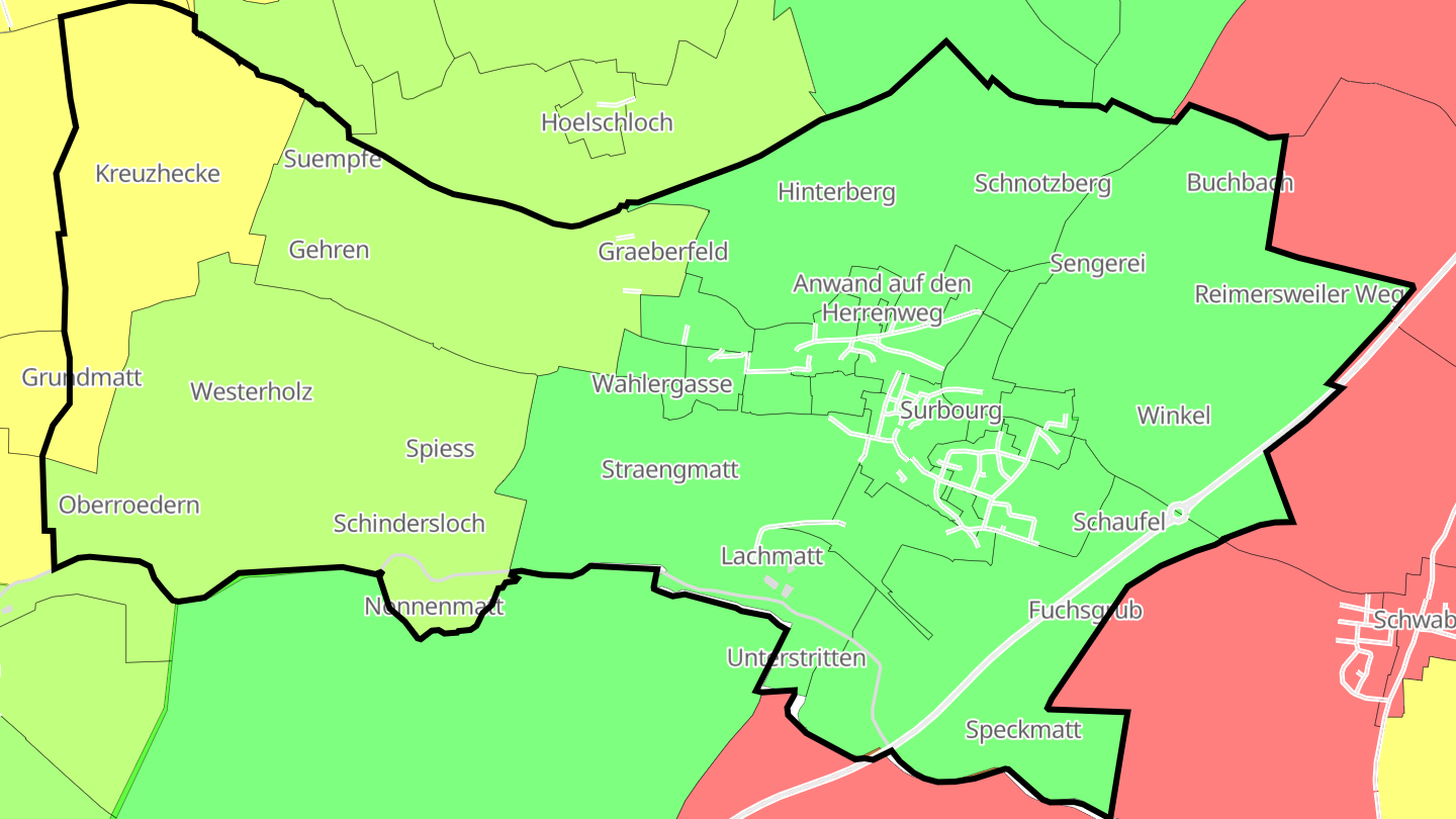 Carte des prix de l'immobilier Surbourg
