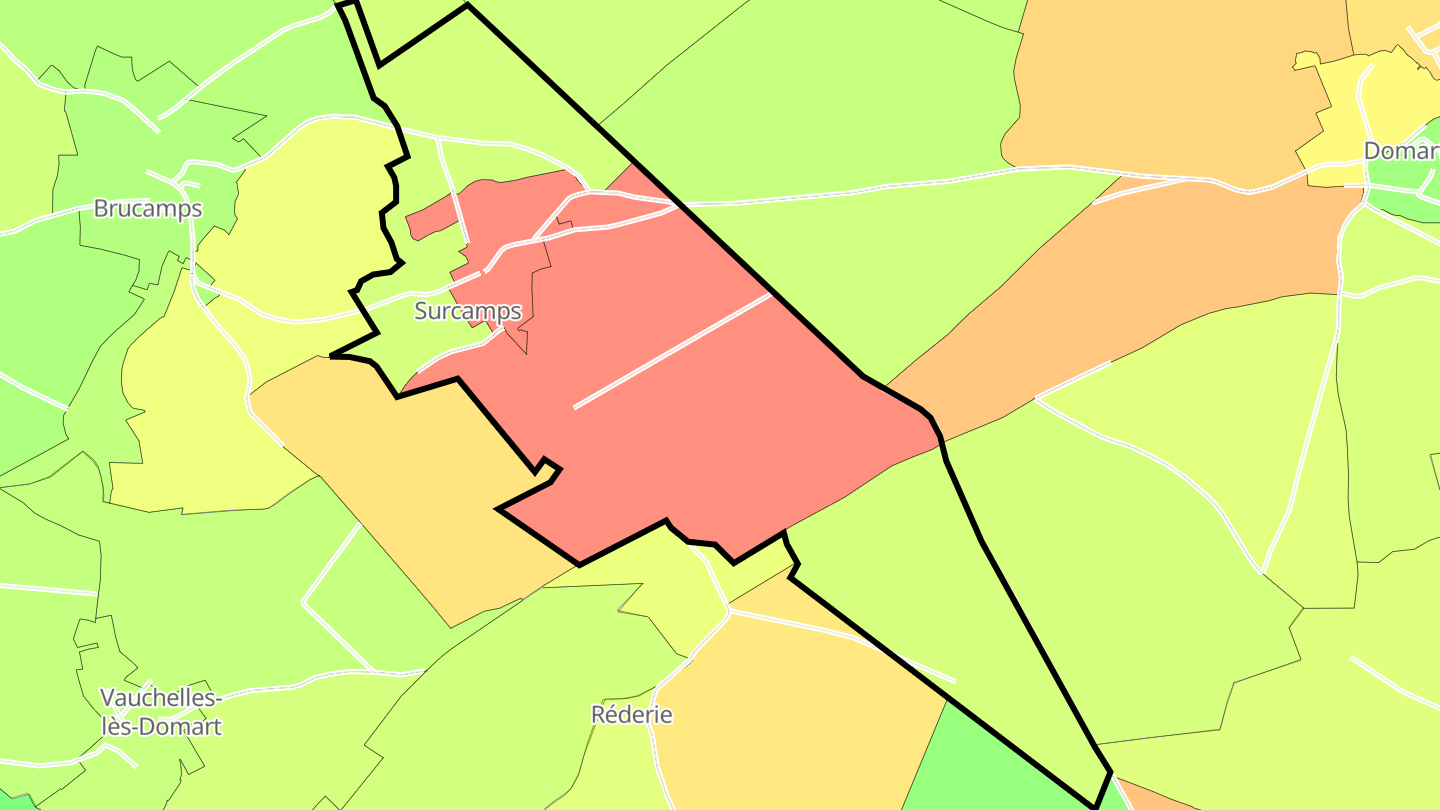 Carte des prix de l'immobilier Surcamps