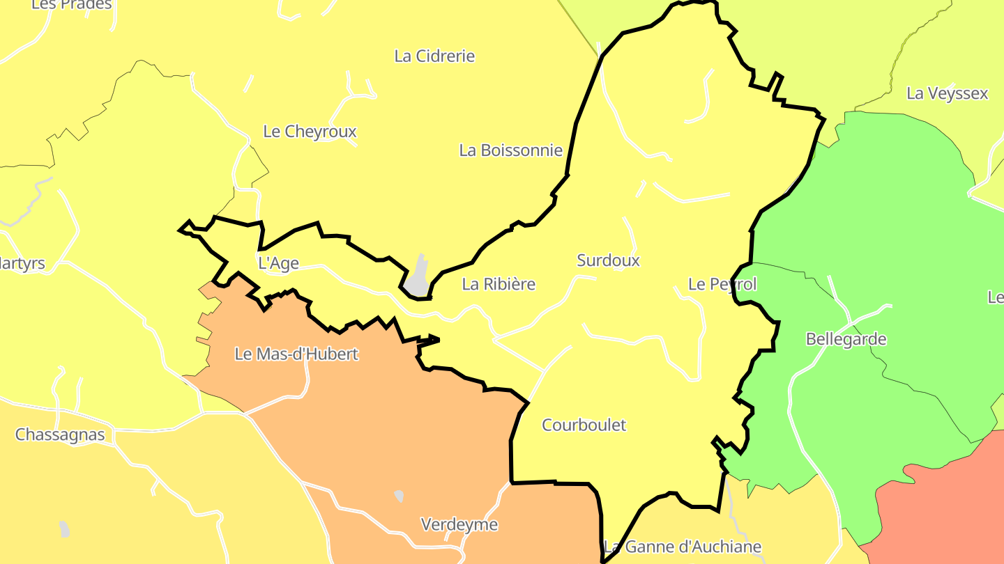 Carte des prix de l'immobilier Surdoux