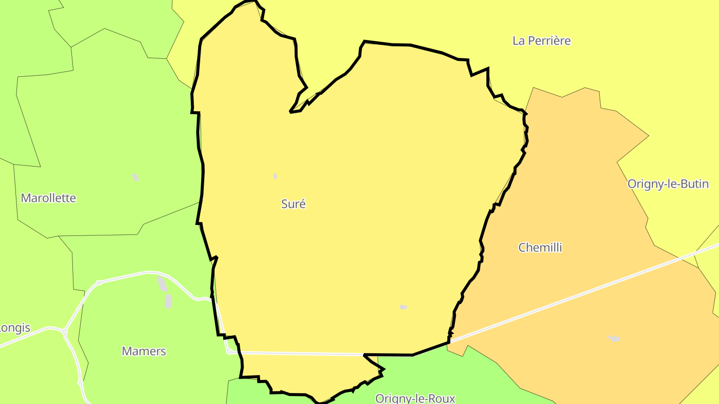 Carte des prix de l'immobilier Suré