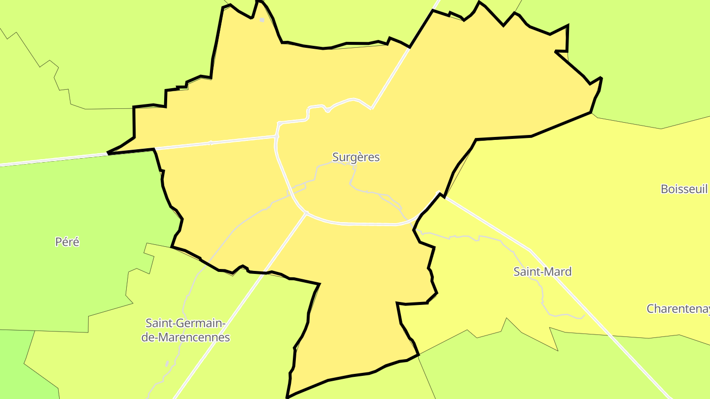Carte des prix de l'immobilier Surgères