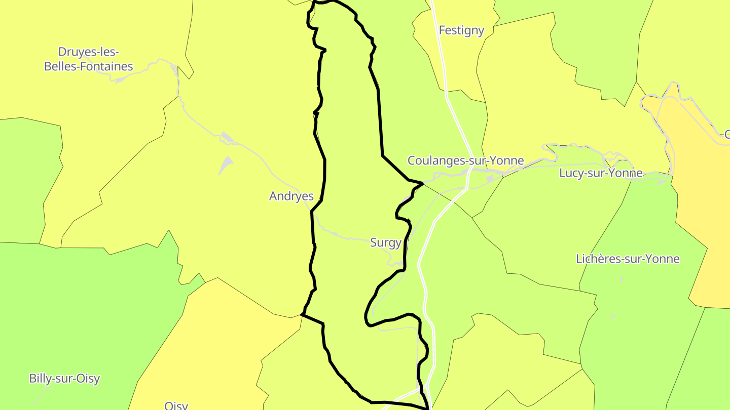 Carte des prix de l'immobilier Surgy