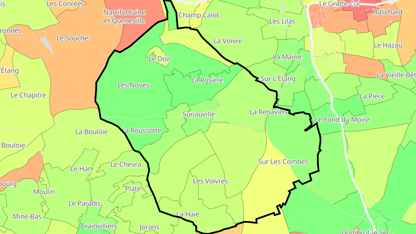 Carte des prix de l'immobilier Suriauville