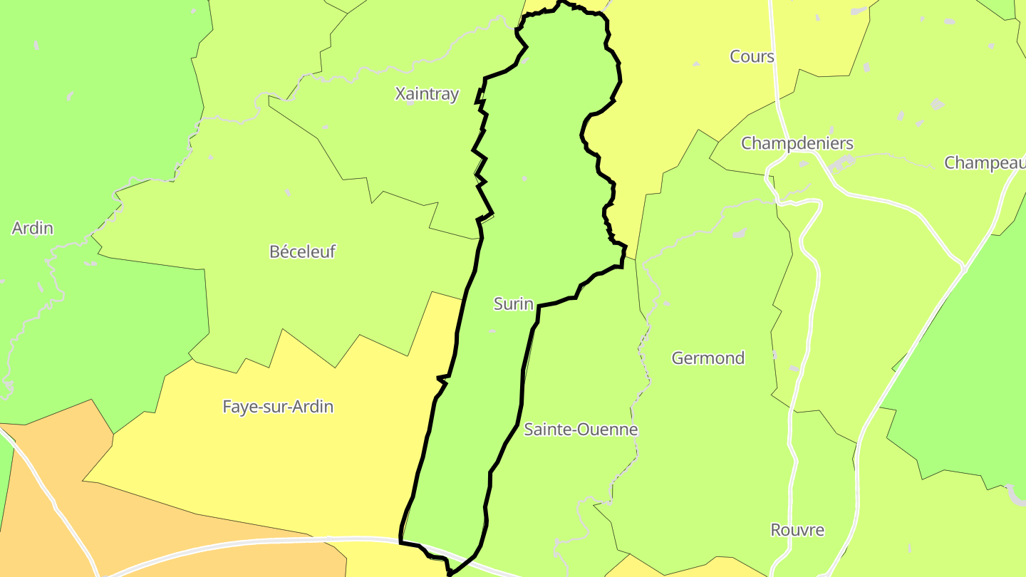 Carte des prix de l'immobilier Surin
