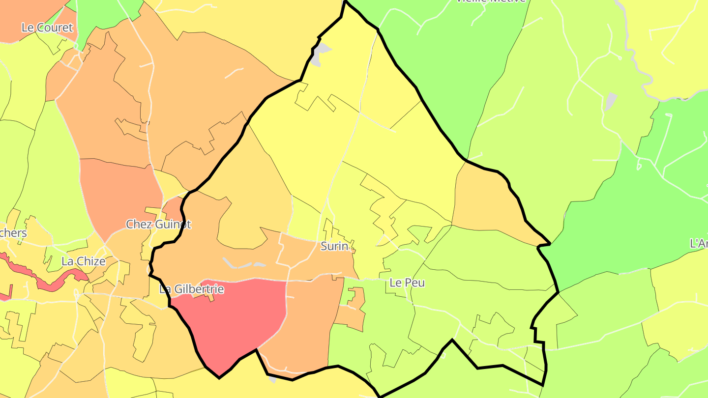 Carte des prix de l'immobilier Surin