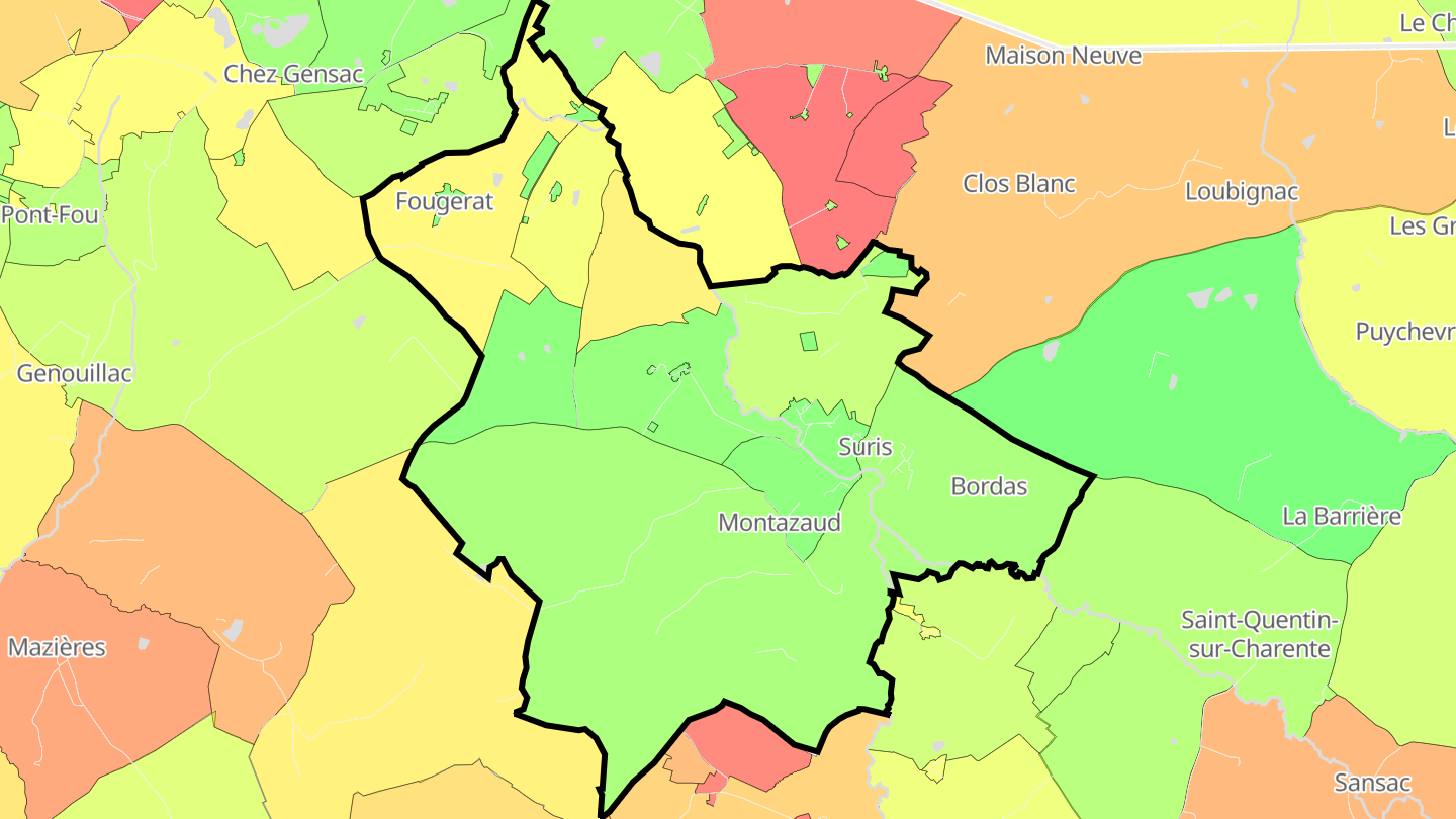 Carte des prix de l'immobilier Suris