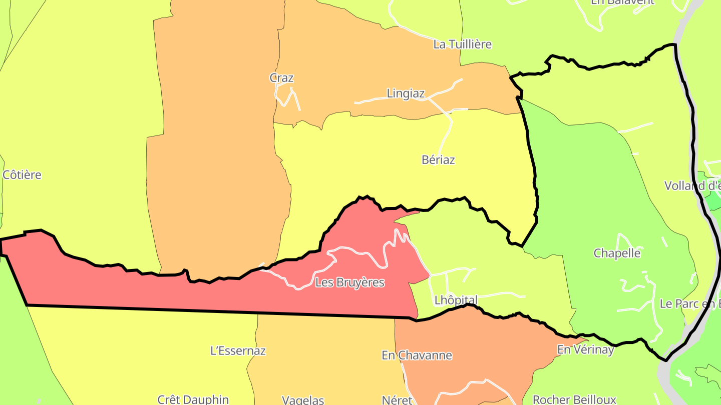 Carte des prix de l'immobilier Surjoux-Lhopital