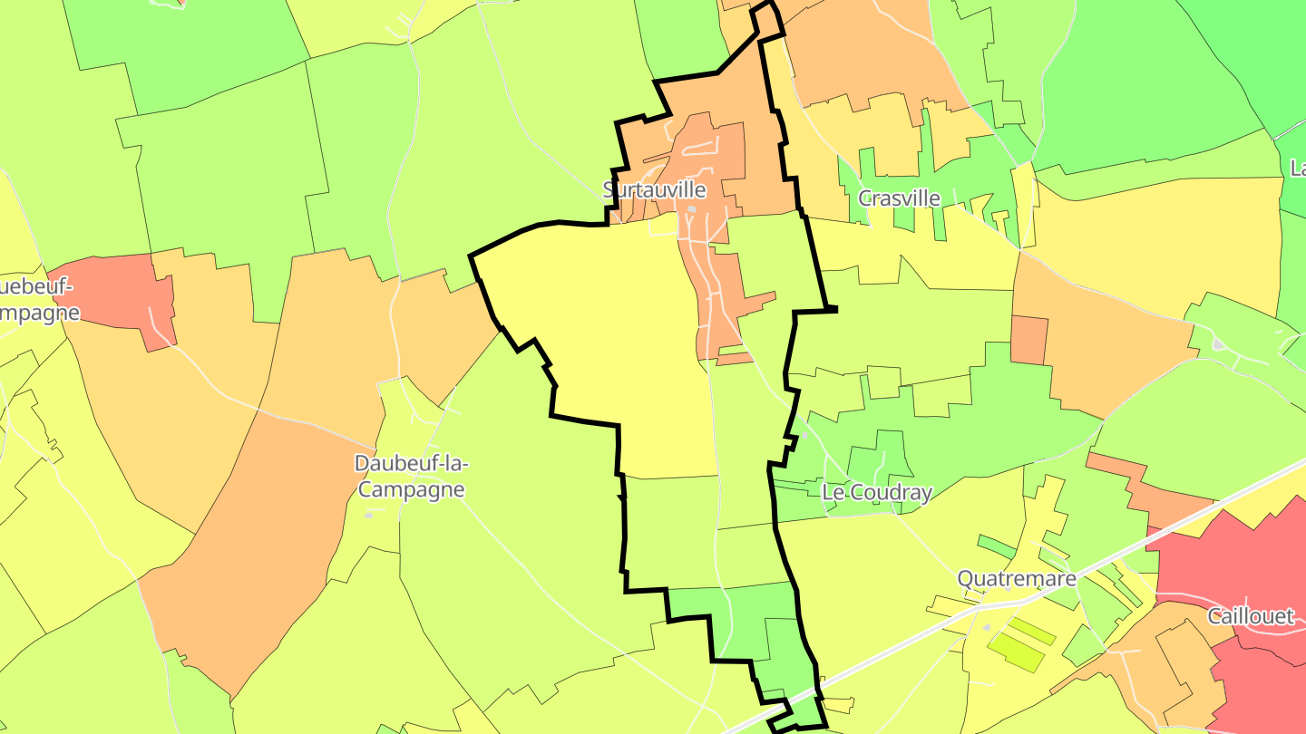 Carte des prix de l'immobilier Surtauville