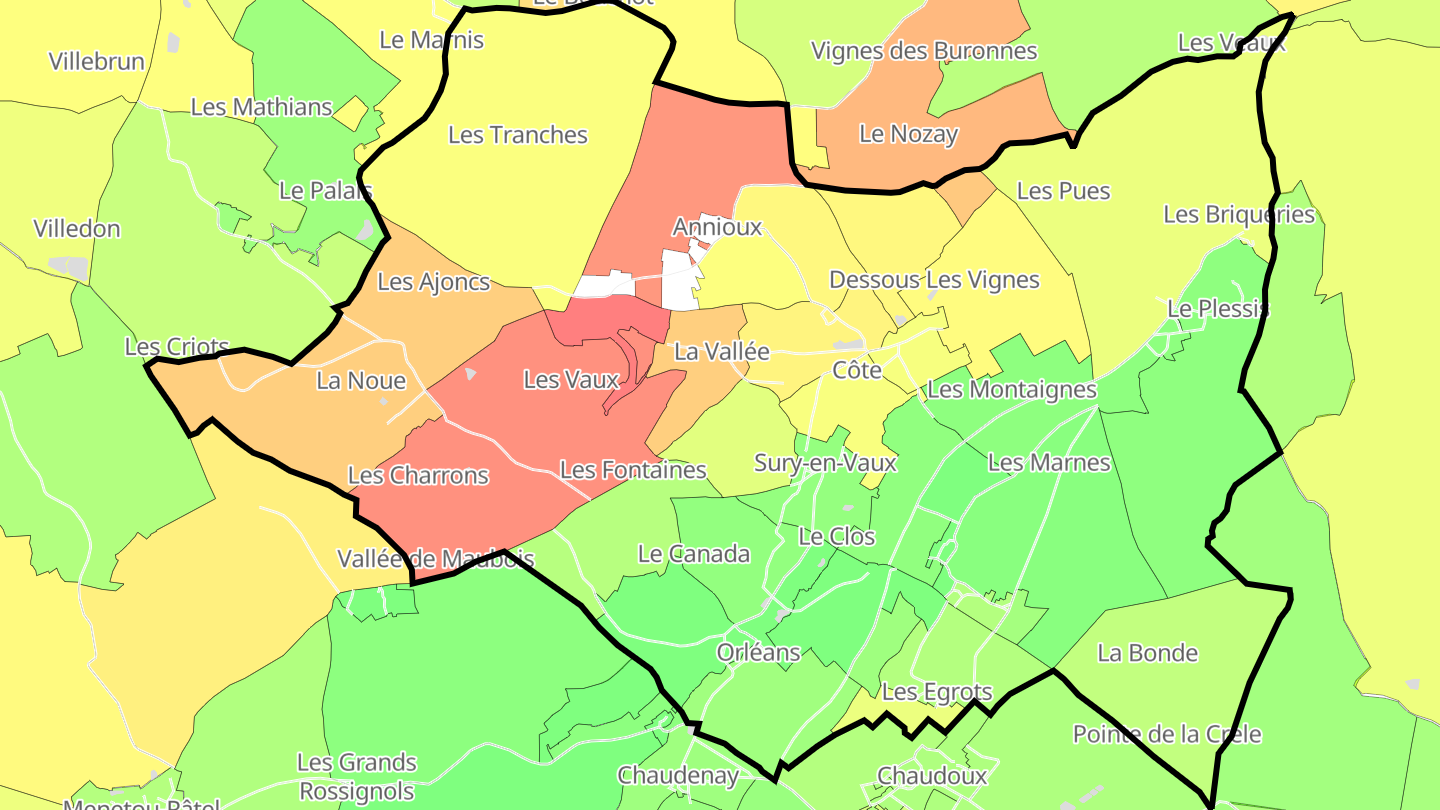 Carte des prix de l'immobilier Sury-en-Vaux