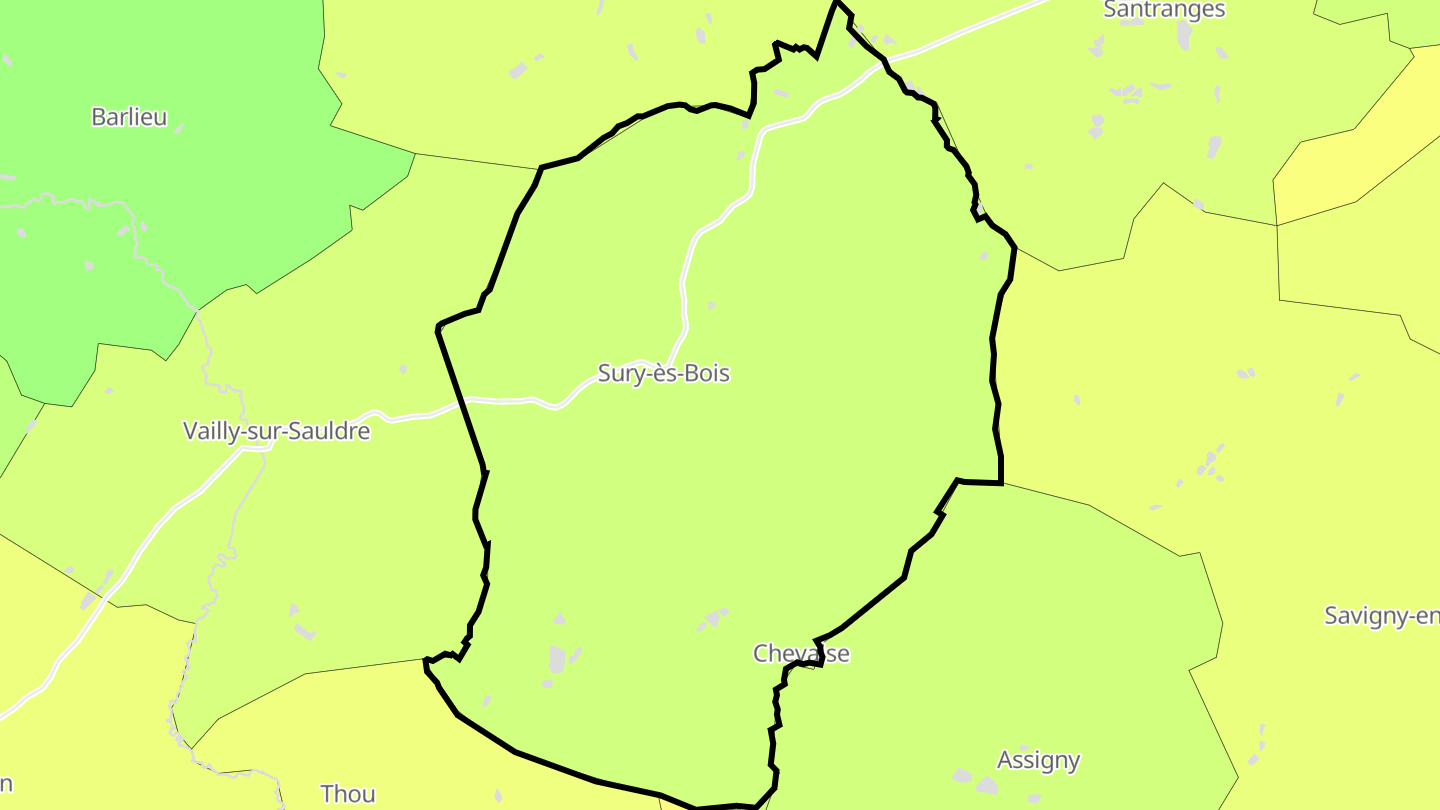 Carte des prix de l'immobilier Sury-ès-Bois