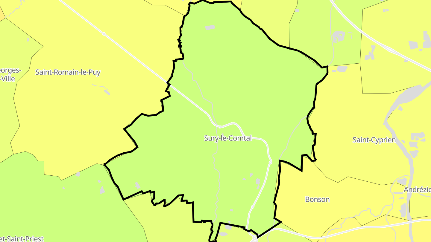 Carte des prix de l'immobilier Sury-le-Comtal