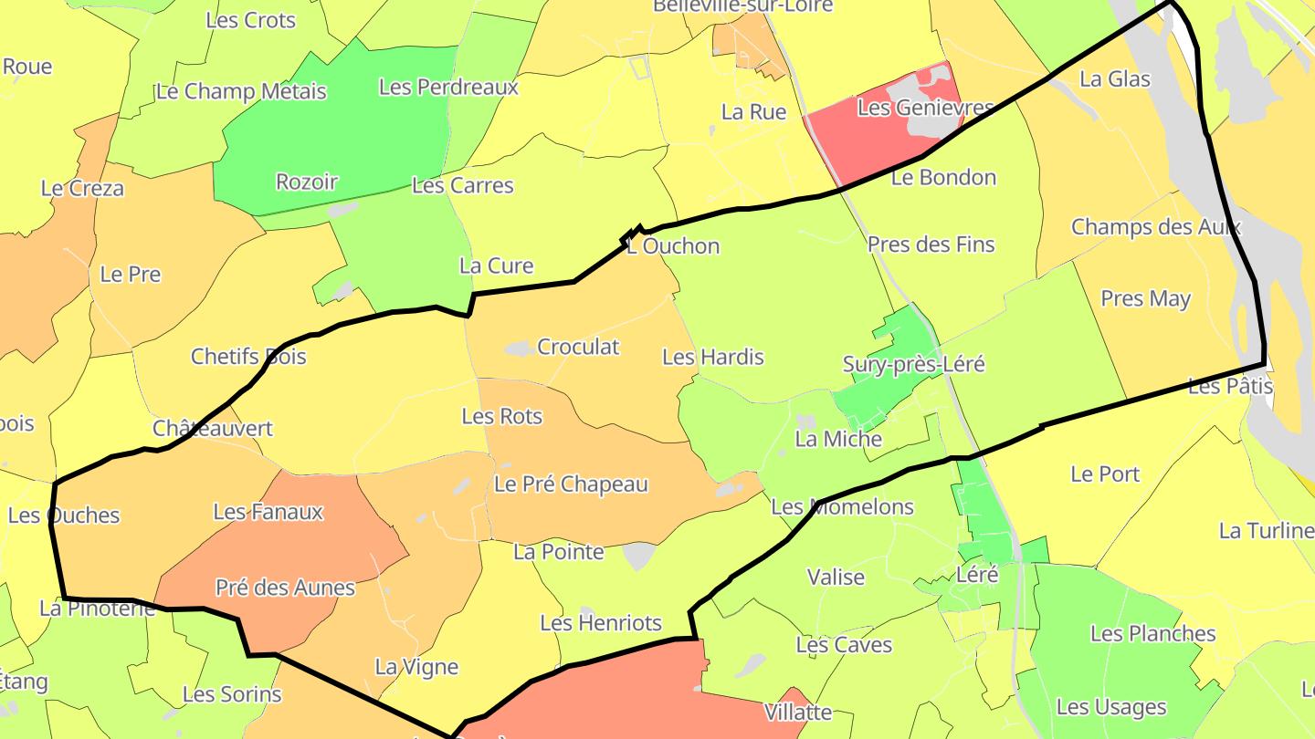 Carte des prix de l'immobilier Sury-près-Léré