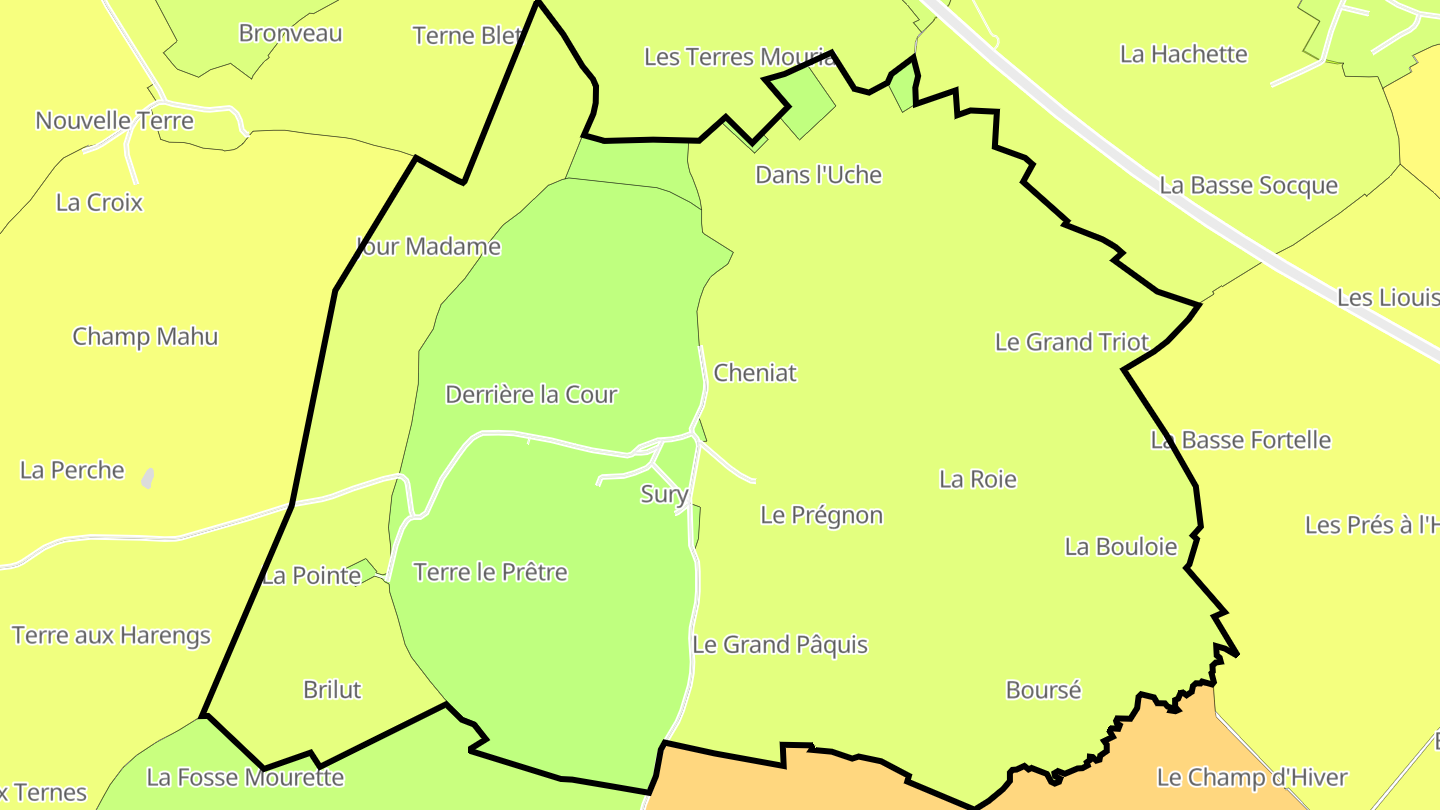 Carte des prix de l'immobilier Sury