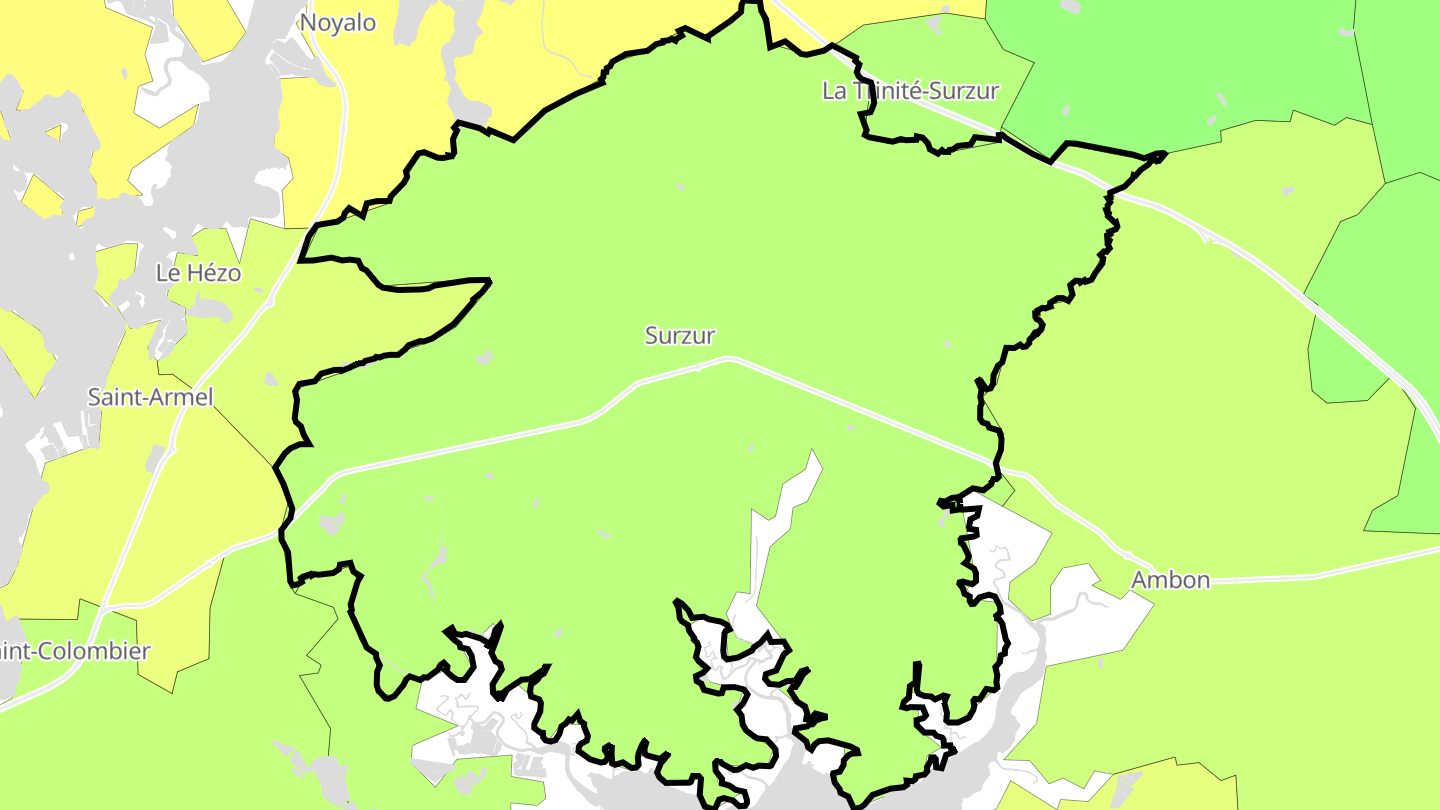 Carte des prix de l'immobilier Surzur