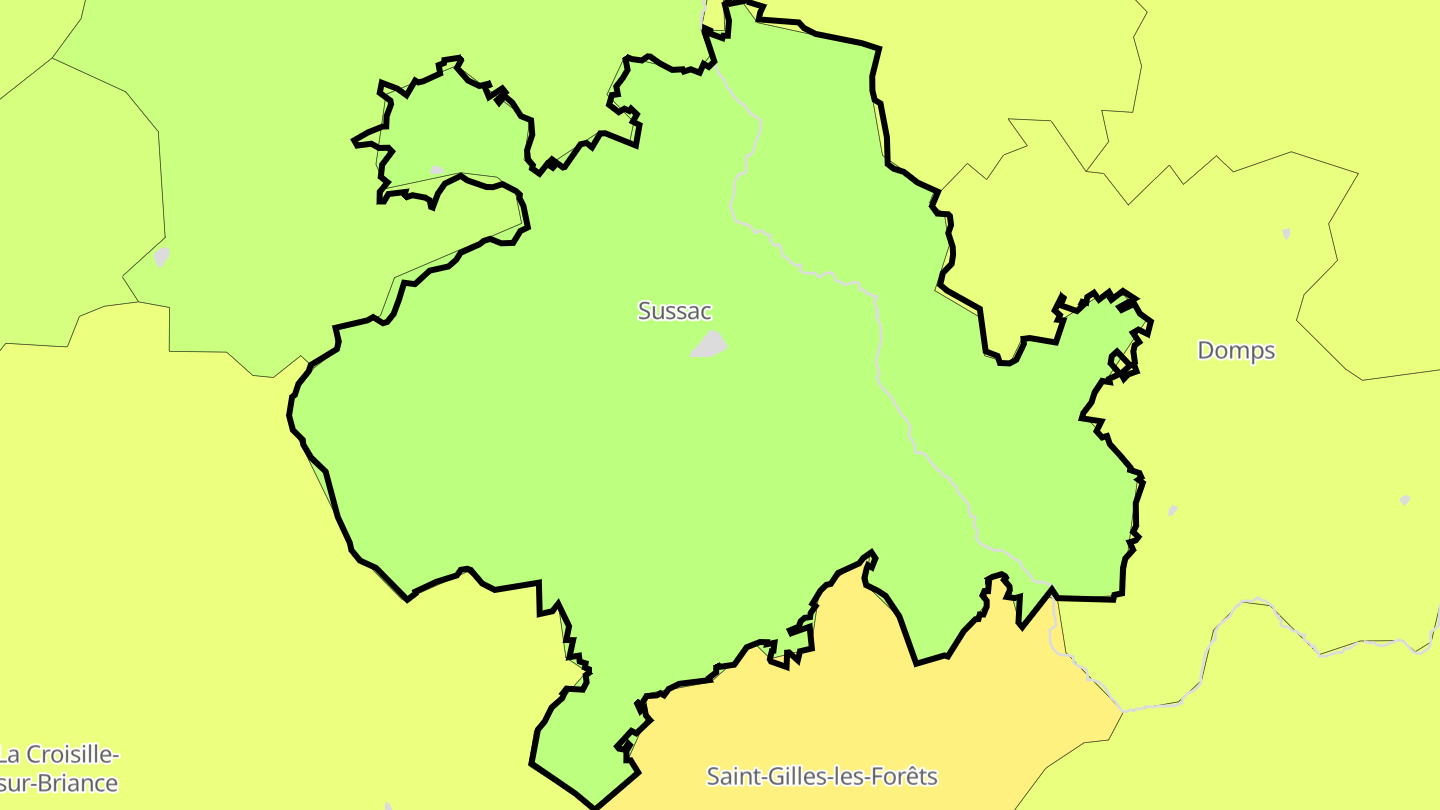 Carte des prix de l'immobilier Sussac