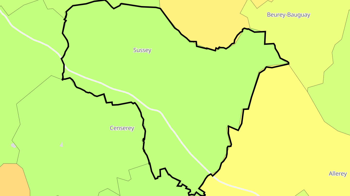 Carte des prix de l'immobilier Sussey