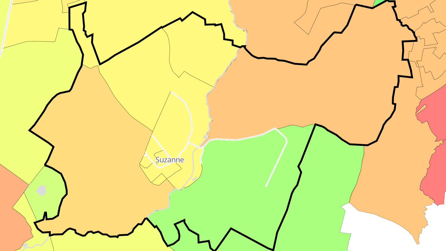 Carte des prix de l'immobilier Suzanne