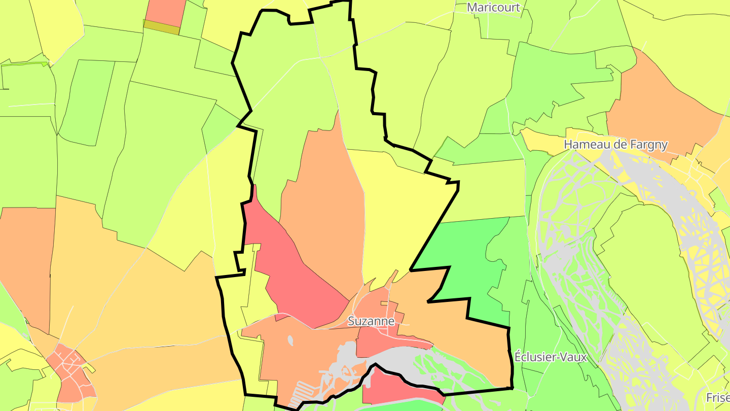 Carte des prix de l'immobilier Suzanne