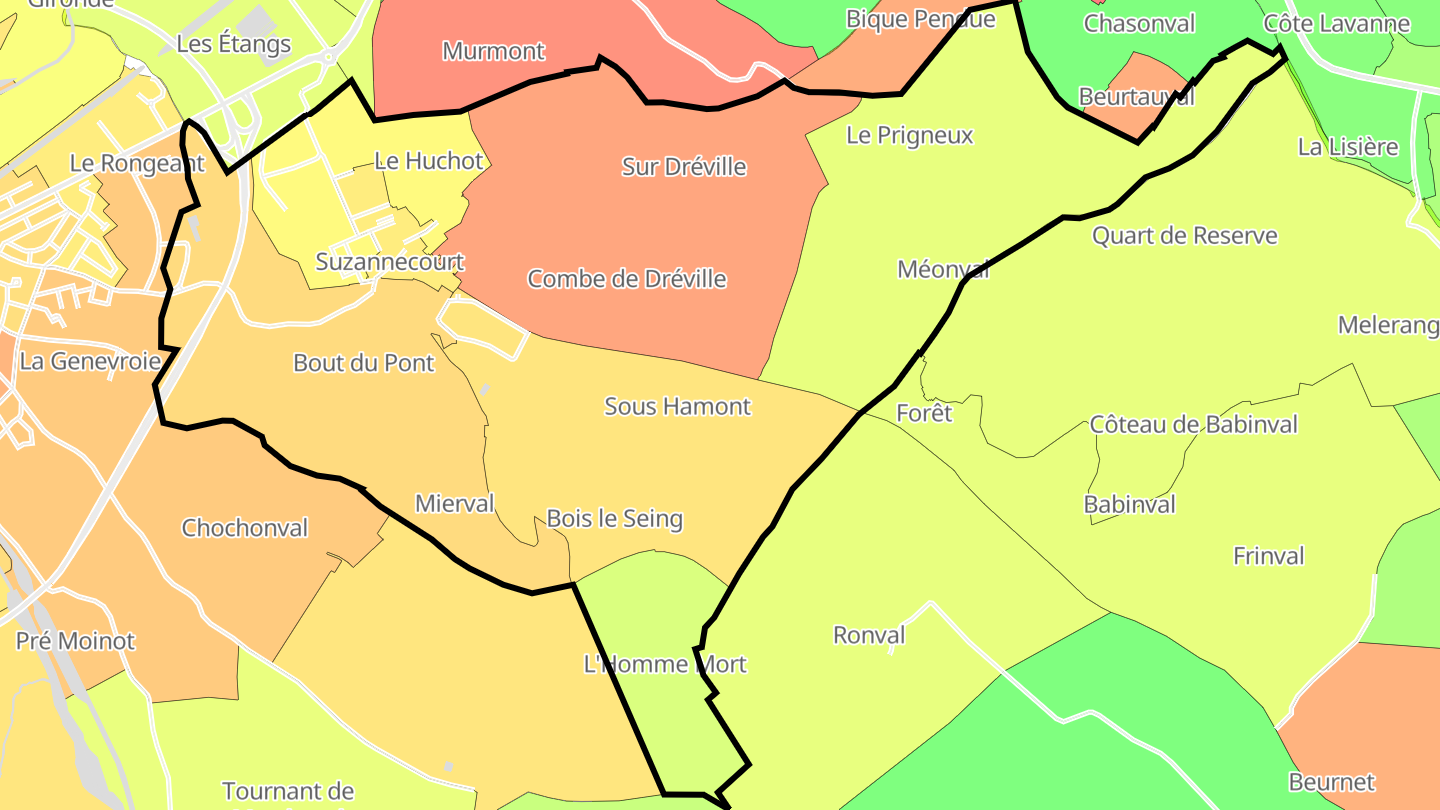 Carte des prix de l'immobilier Suzannecourt