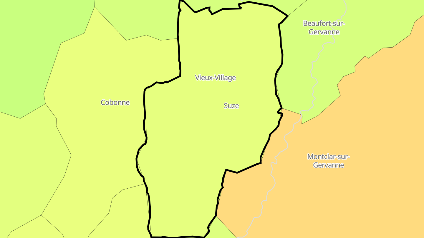 Carte des prix de l'immobilier Suze