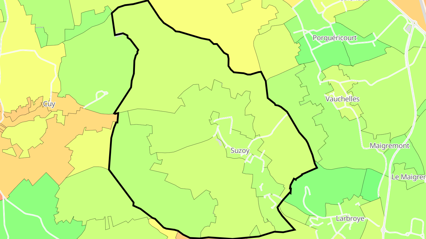 Carte des prix de l'immobilier Suzoy