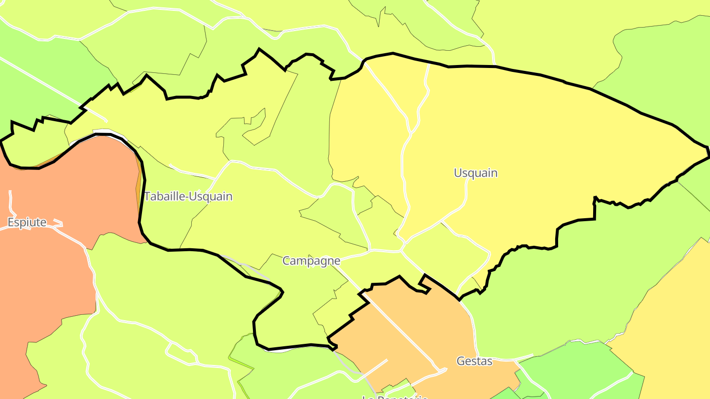 Carte des prix de l'immobilier Tabaille-Usquain