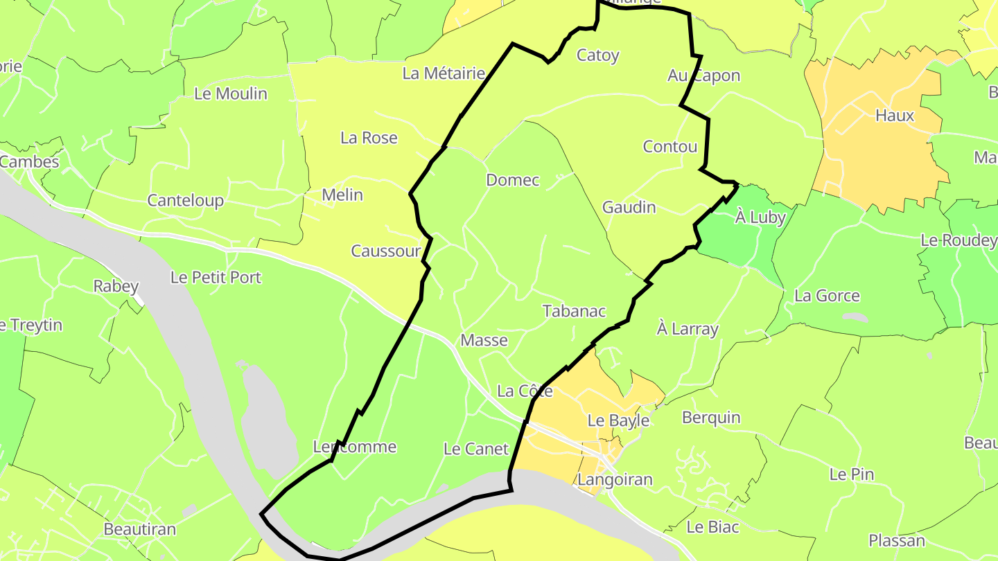 Carte des prix de l'immobilier Tabanac