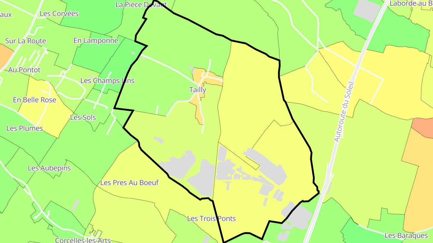 Carte des prix de l'immobilier Tailly