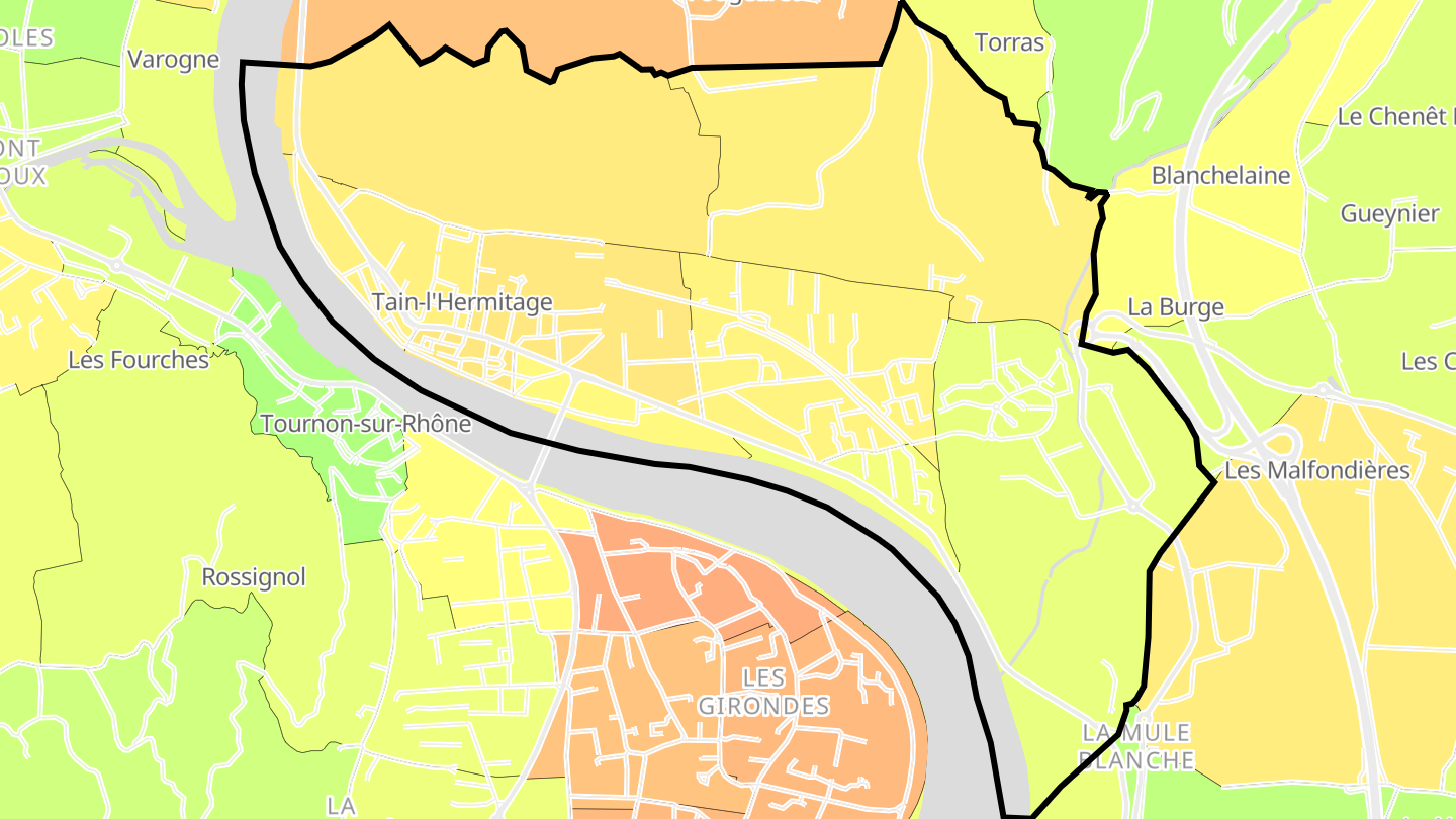 Carte des prix de l'immobilier Tain-l'Hermitage