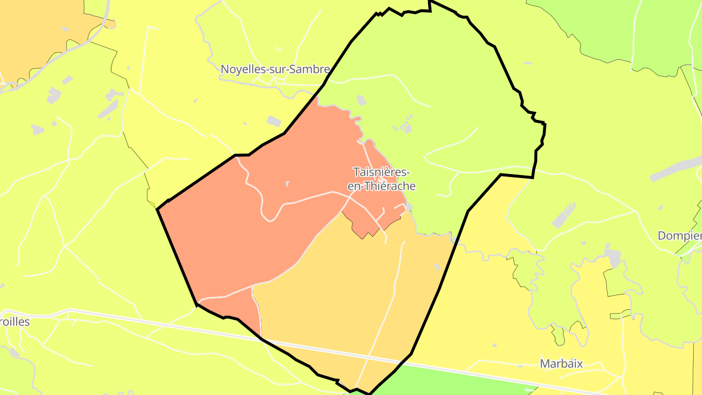 Carte des prix de l'immobilier Taisnières-en-Thiérache