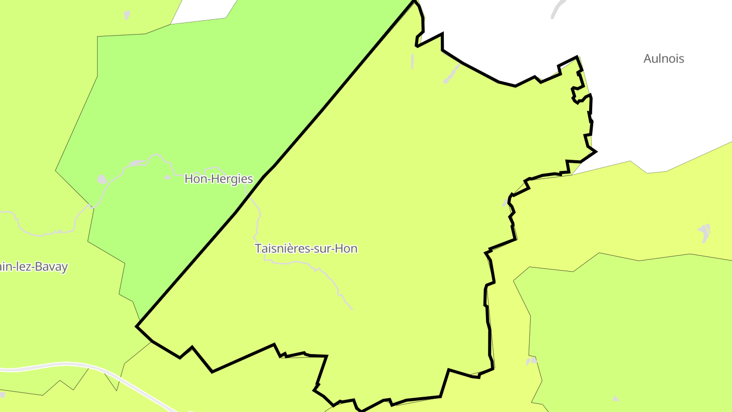 Carte des prix de l'immobilier Taisnières-sur-Hon
