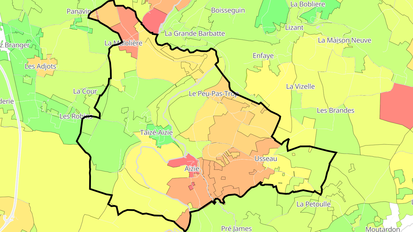 Carte des prix de l'immobilier Taizé-Aizie