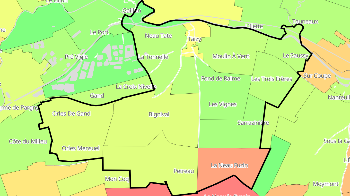 Carte des prix de l'immobilier Taizy