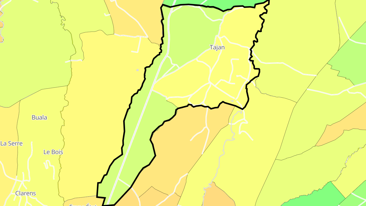 Carte des prix de l'immobilier Tajan