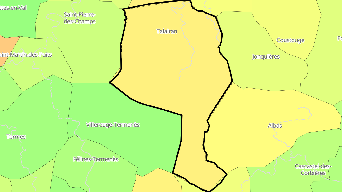 Carte des prix de l'immobilier Talairan