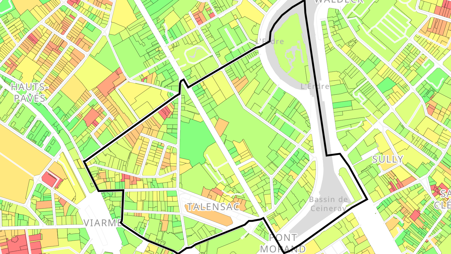 Carte des prix de l'immobilier Talensac - Pont Morand