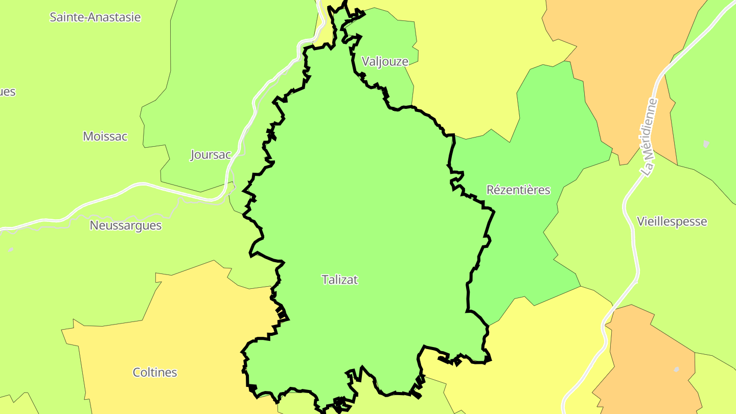 Carte des prix de l'immobilier Talizat