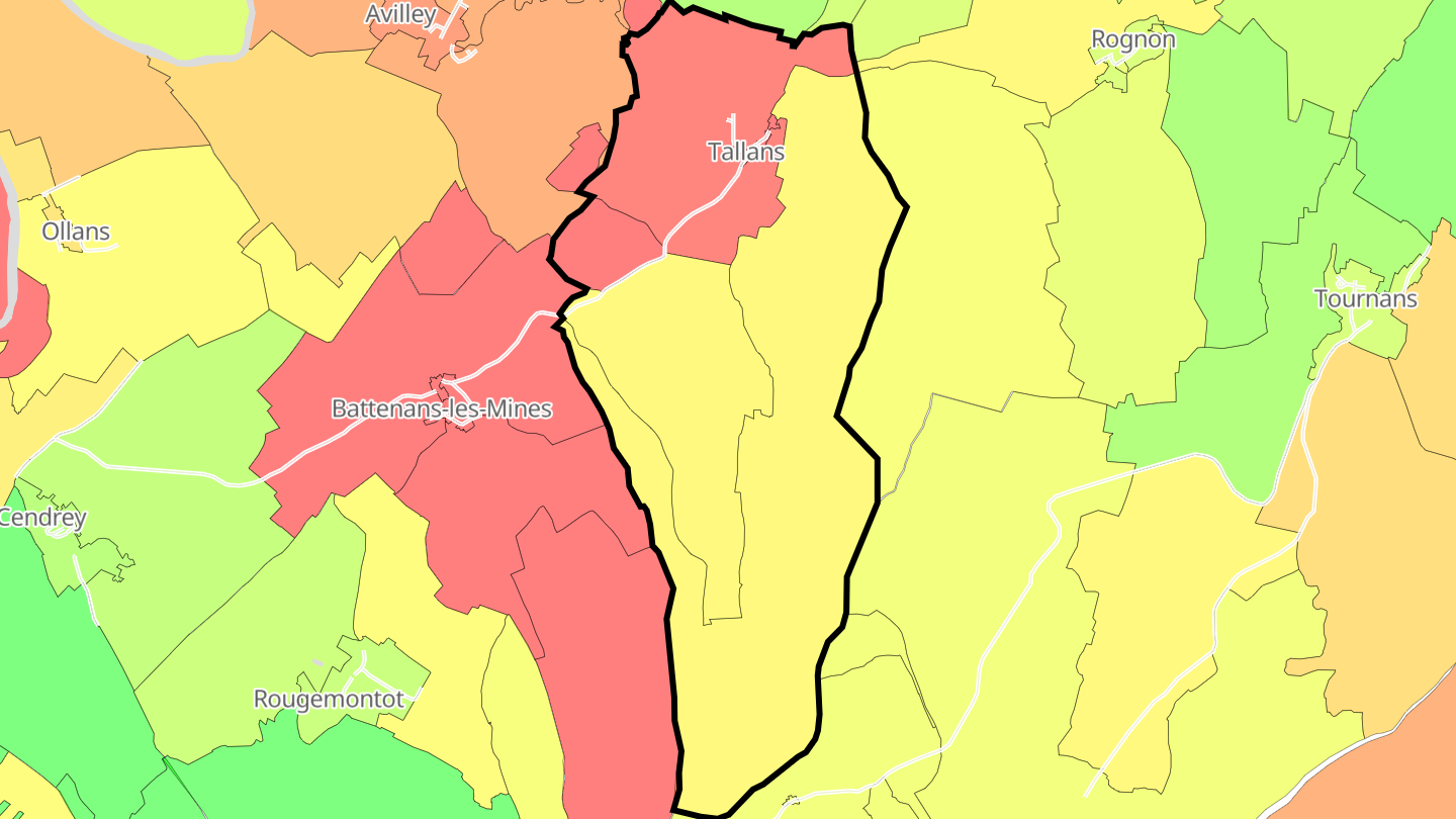 Carte des prix de l'immobilier Tallans