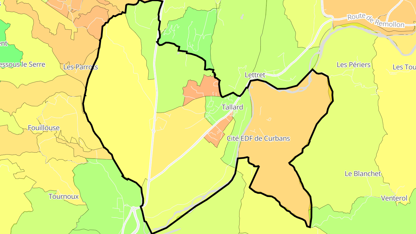 Carte des prix de l'immobilier Tallard